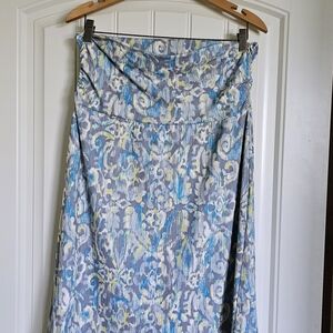 Eddie Bauer Versatrek Blue and Yellow Abstract Skirt/ Cover Up/ Dress Size M